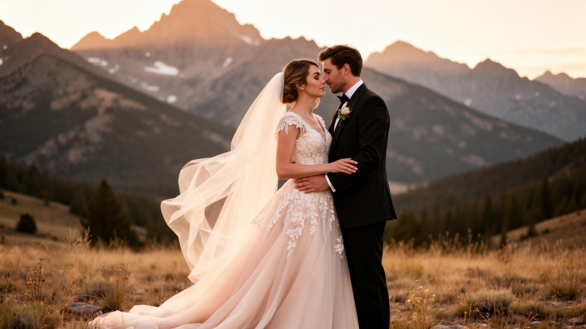 Luxury Colorado mountain wedding at golden hour